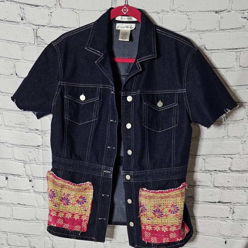 UPCYCLED Western Short Sleeve Jacket Large - Picture 3 of 5